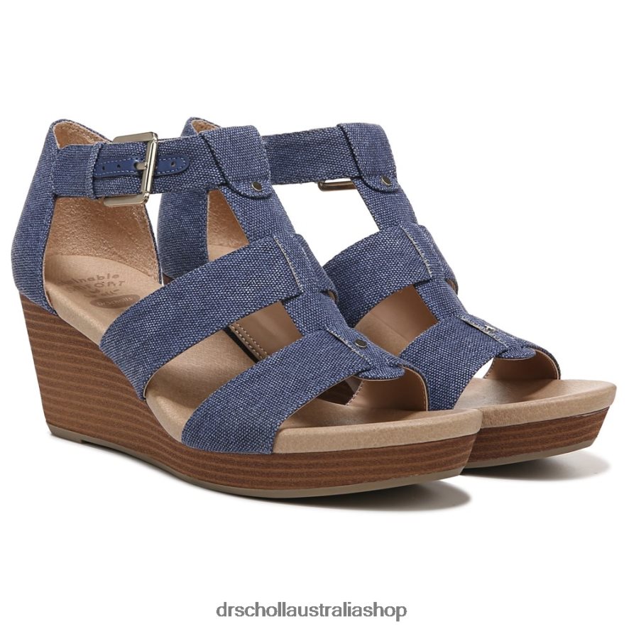 Barton Wedge Sandal Unisex Dr. Scholl's 4Z4JXV167 Denim Blue Fabric