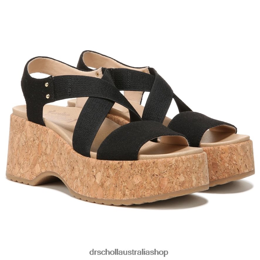 Dottie Strappy Wedge Sandal Unisex Dr. Scholl's 4Z4JXV201 Black